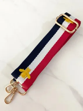 Red White Navy Bee 1.5 Adjustable Bag Strap