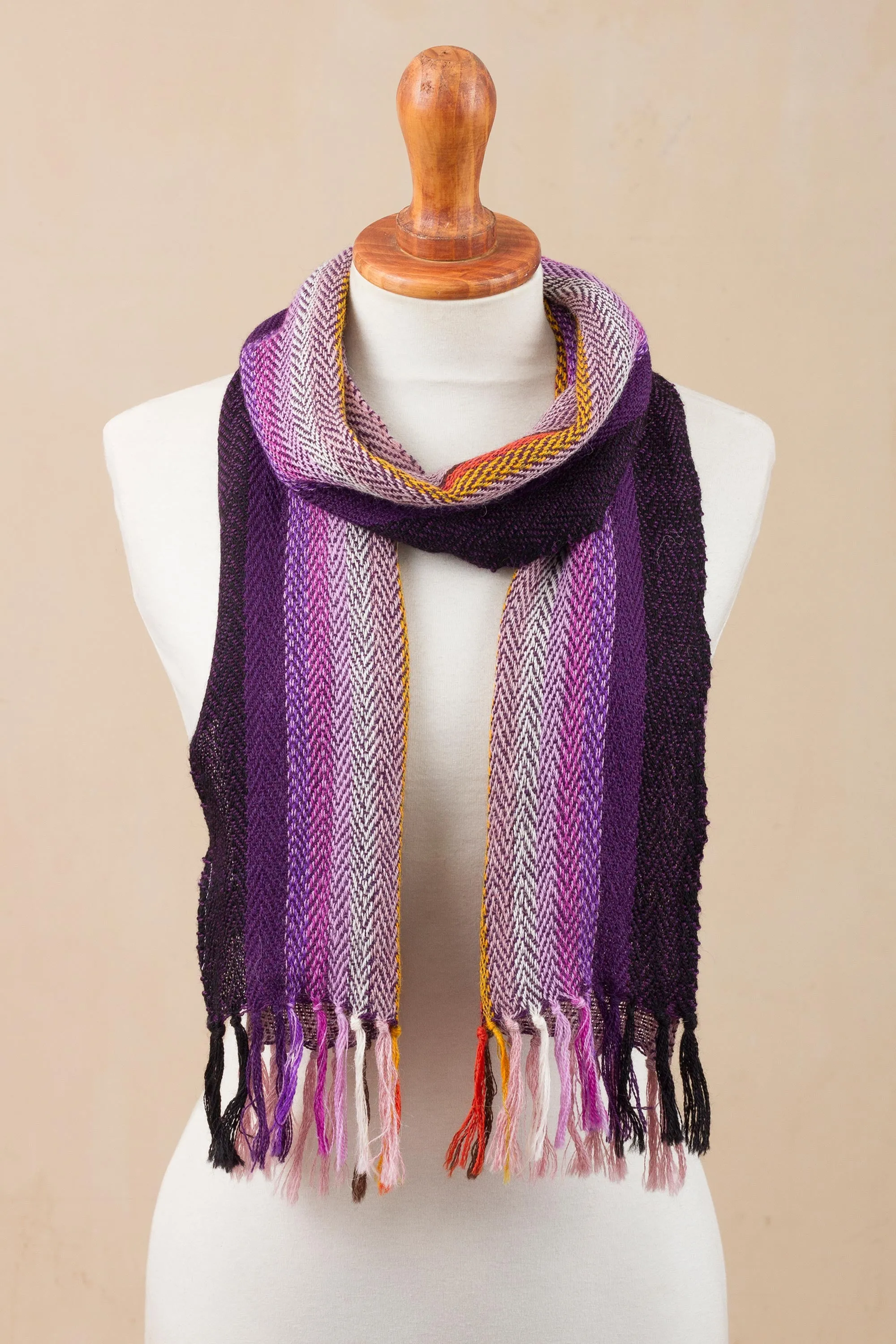 Alpaca Wrap Scarf Peru Feminine Warmth Striped