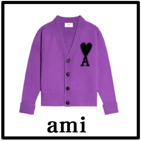 AMI PARIS Unisex Cardigans - Street Style Logo Designers