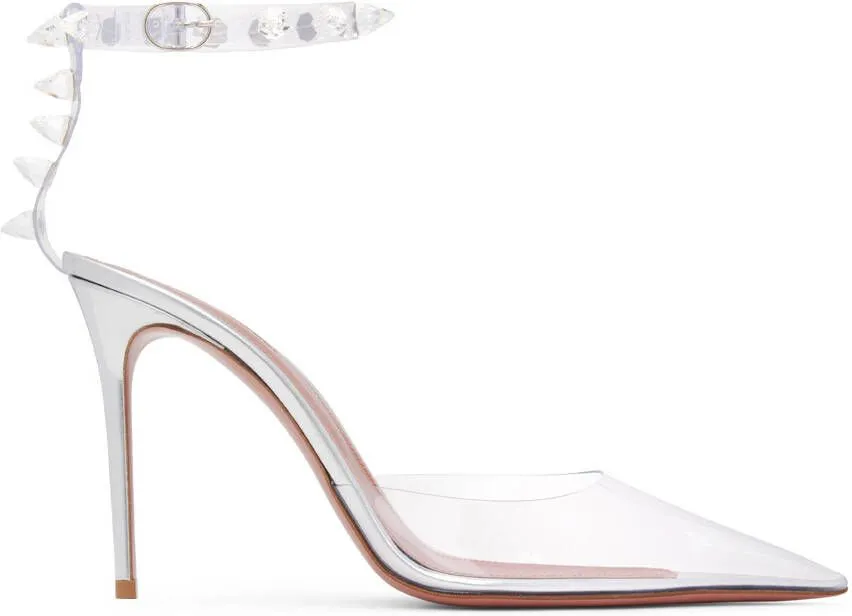 Amina Muaddi Transparent Julia Glass Heeled Sandals