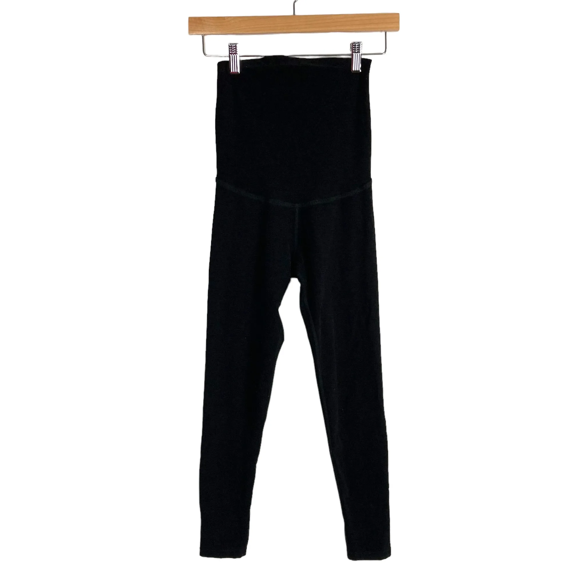 Beyond Yoga Black Maternity Leggings with Back Cut Outs and Elastic Strap - Size Small