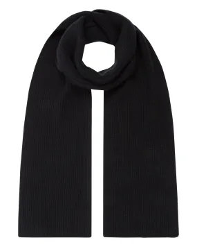 Black Cashmere Scarf - Unisex Ribbed