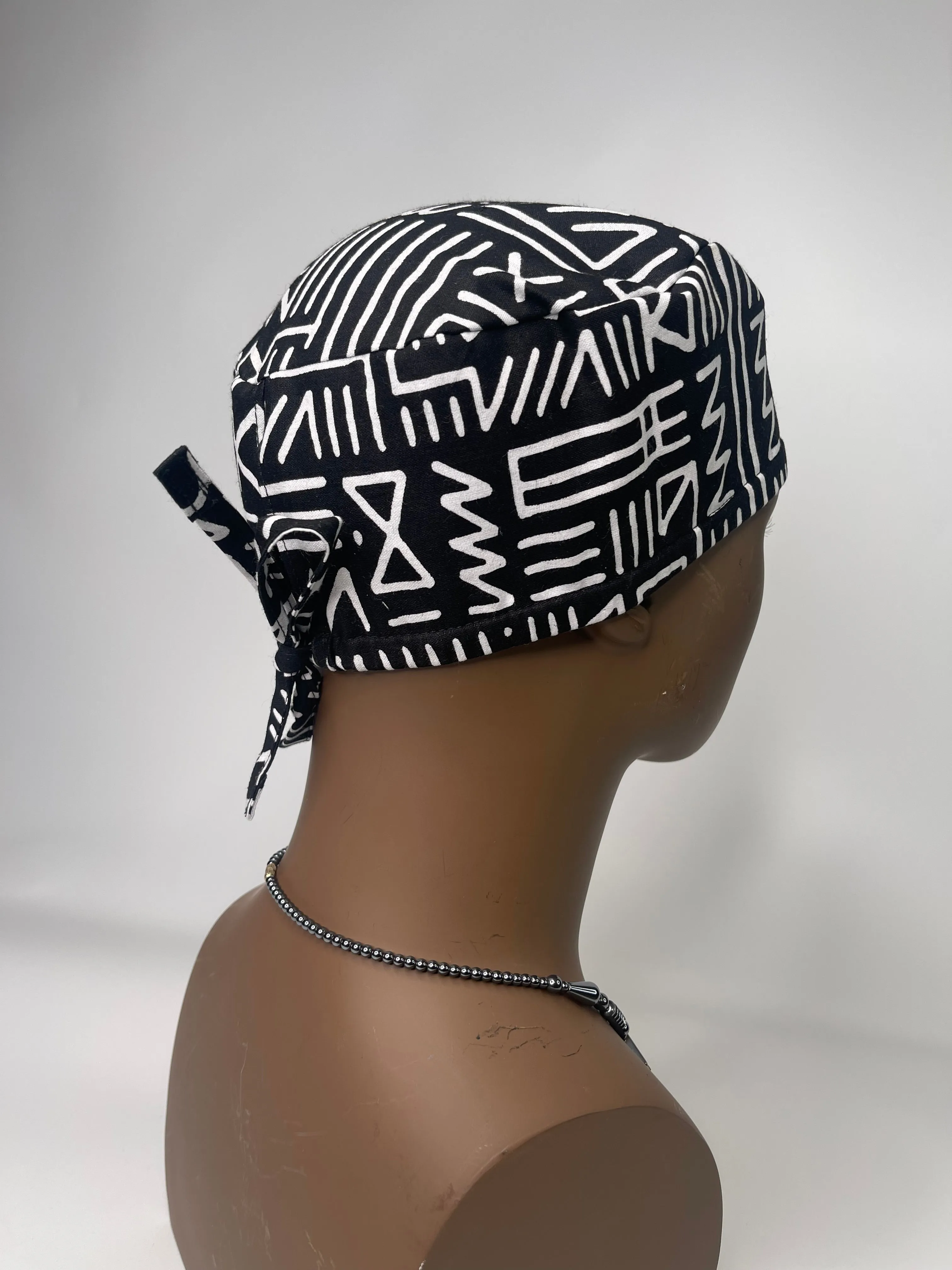 Black Patterned Surgical Cap