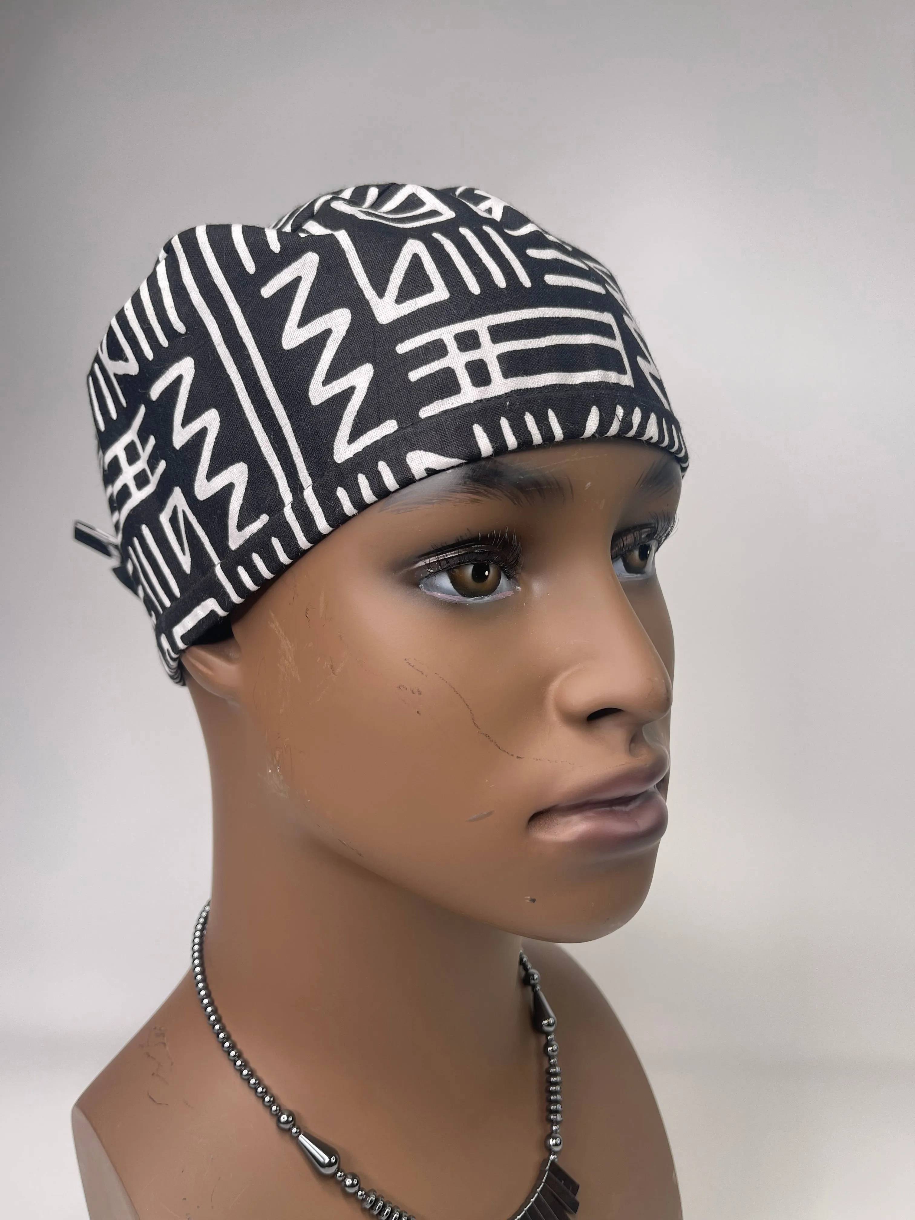 Black Patterned Surgical Cap