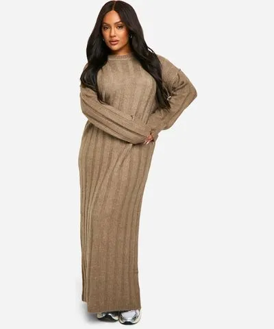 Boohoo Plus Size Soft Rib Knit Maxi Dress