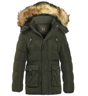 Boys Black Faux Fur Jacket Padded Parka Coat, Ages 5-16