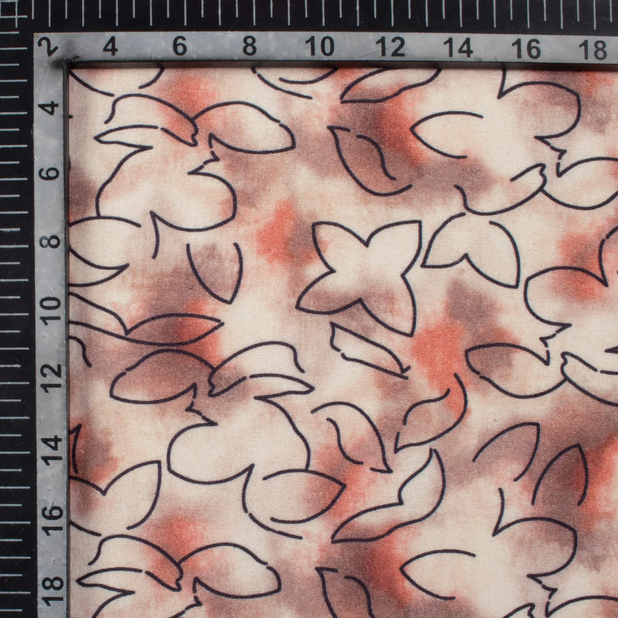 Brown and White Abstract Pattern Viscose Rayon Fabric Digital Print - 58 Inches Width