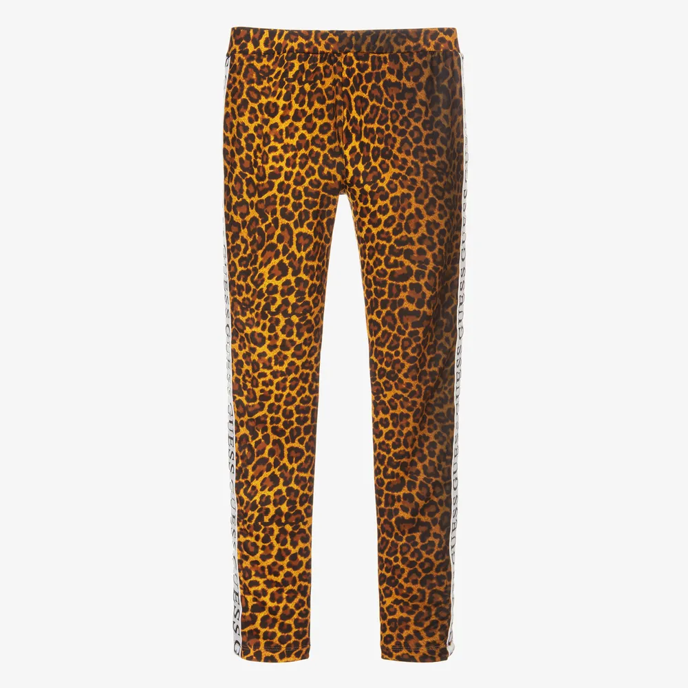 Brown Leopard Print Leggings for Teenagers