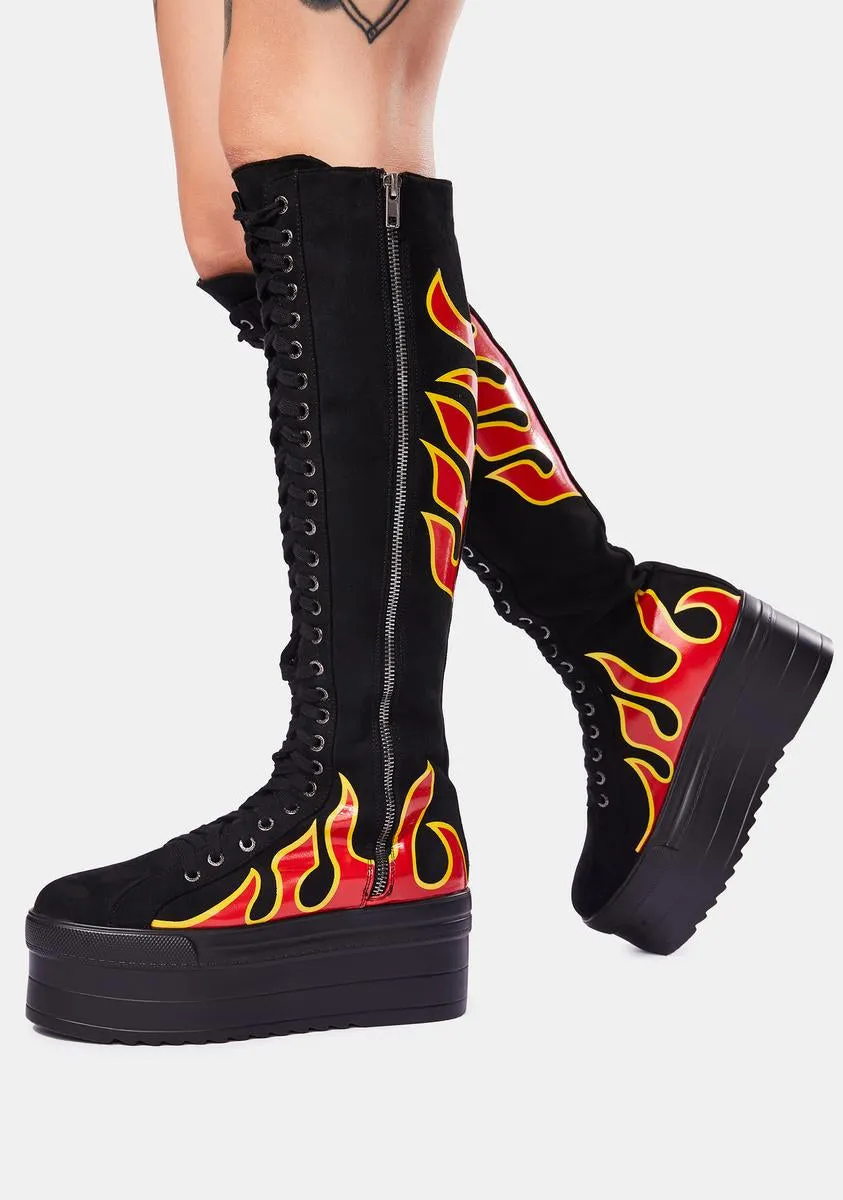 Burning Up Knee High Boots-