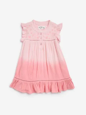 Buy HOP Baby Pink Ombre-Finish Crinkled A-Line Dress from Westside