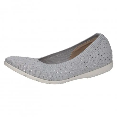 Light Grey Knit Women's Ballet Pump Shoes Caprice 22107 42 270