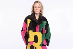 carla multicolored sheepskin coat for women