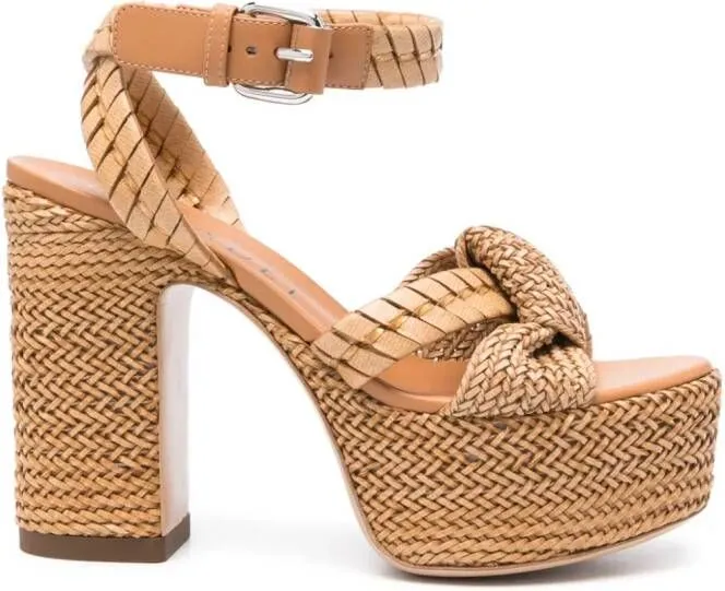 Casadei Isa Formentera 120mm Interwoven Sandals Brown