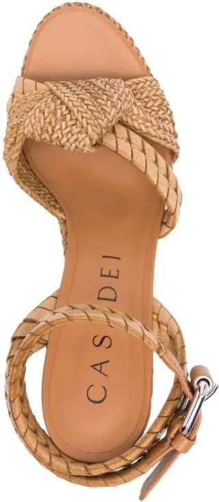 Casadei Isa Formentera 120mm Interwoven Sandals Brown