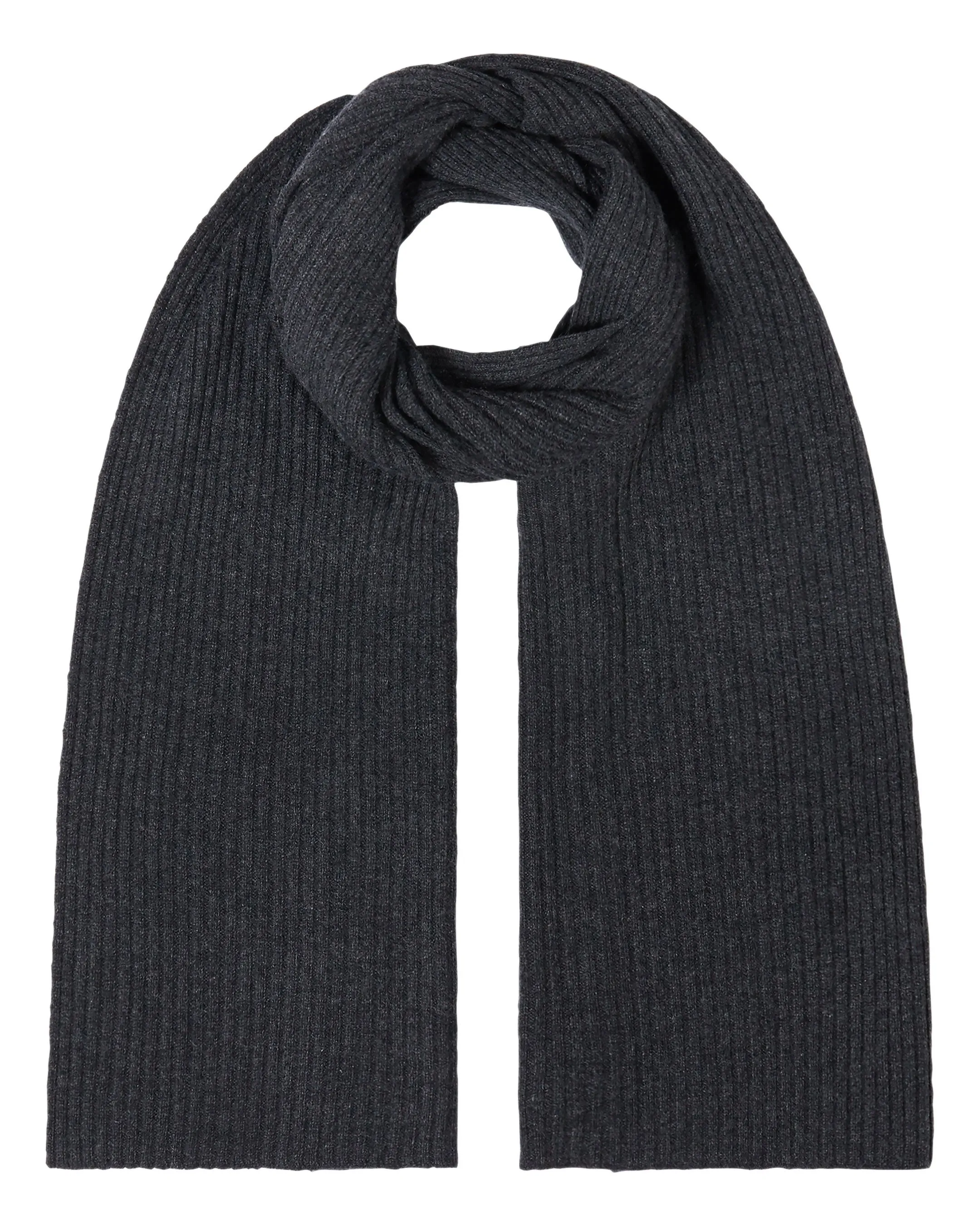 Cashmere Scarf in Dark Charcoal Grey- Unisex Ribbed Style