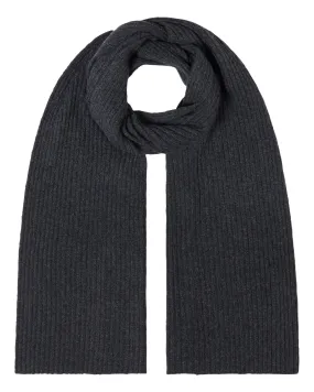 Cashmere Scarf in Dark Charcoal Grey- Unisex Ribbed Style