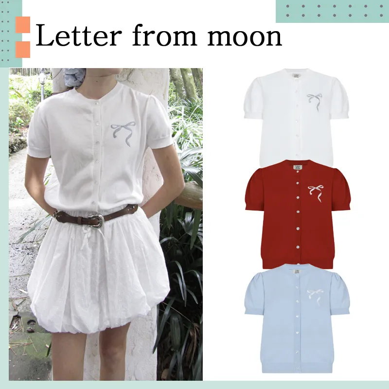 Casual Street Style Moon Letter, Short Sleeves, Plain and Elegant.