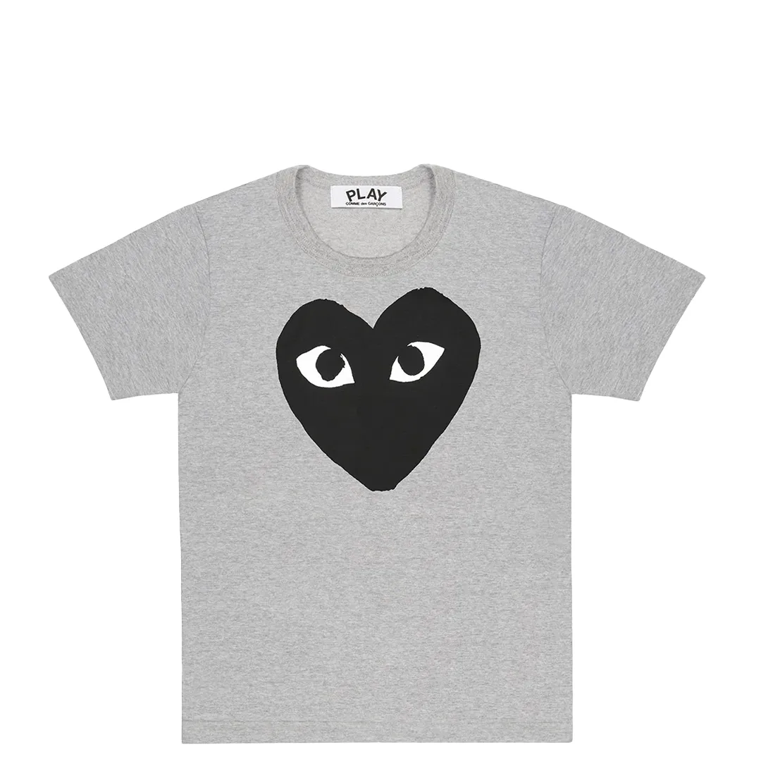 CDG BIG PRINTED BLACK HEART T-SHIRT GREY