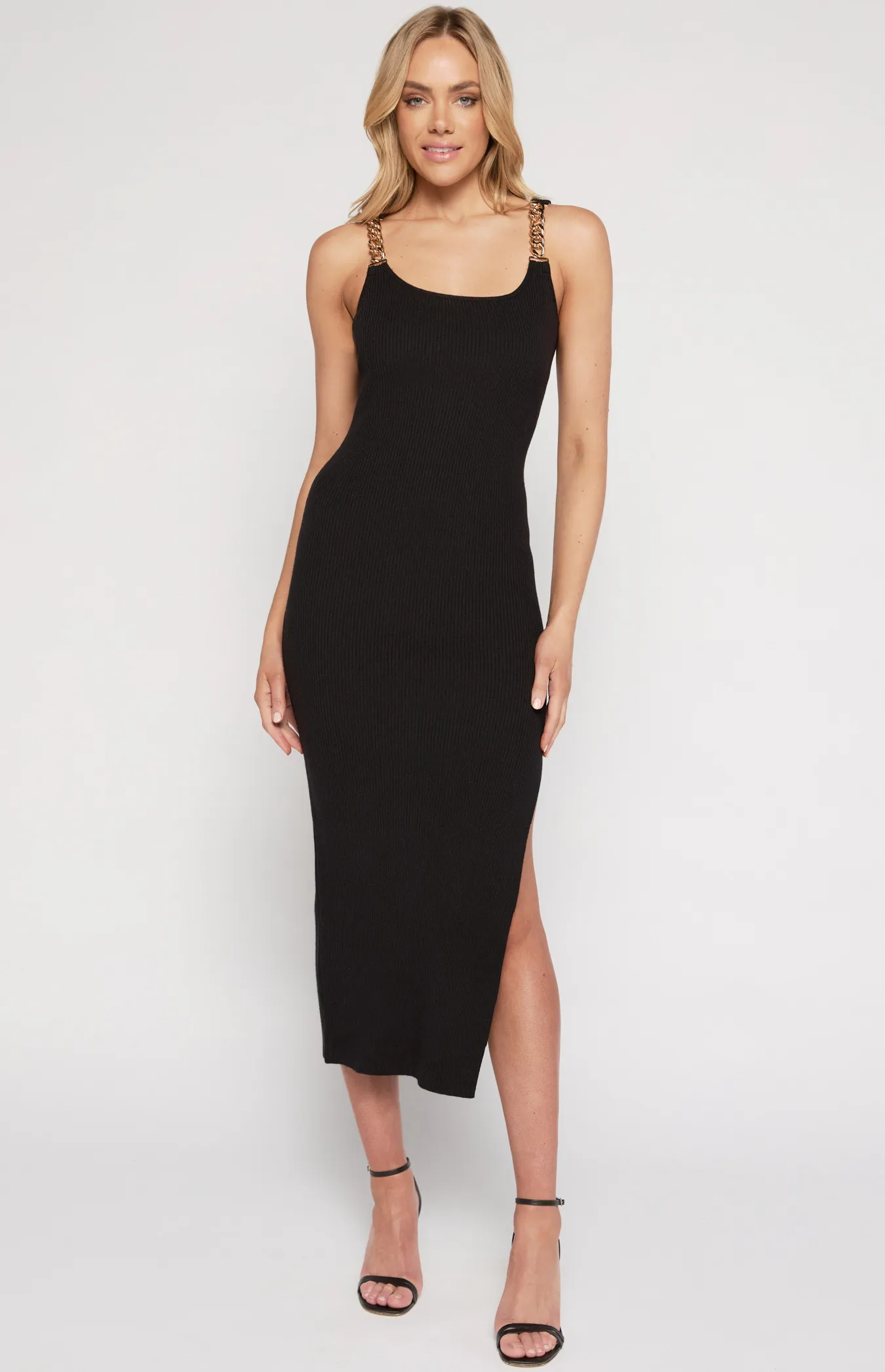 Chain Strap Knit Midi Dress with SKN762 Detail