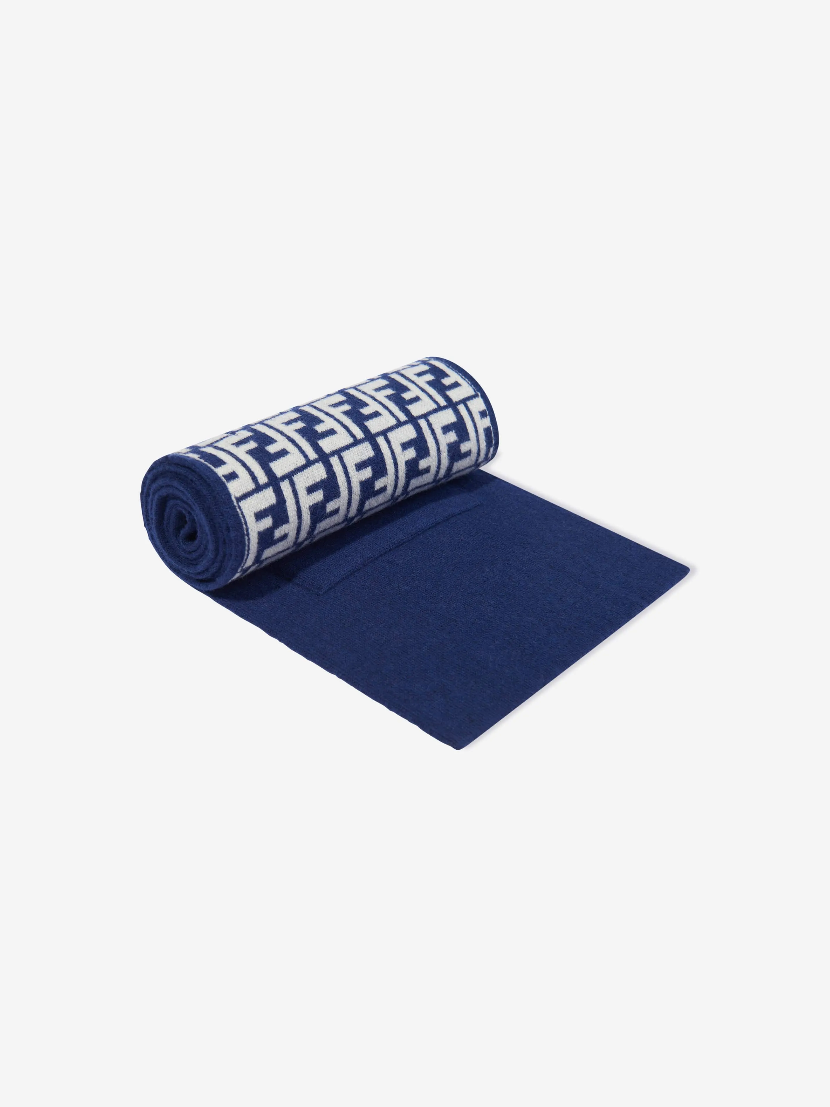 Children's Blue Wool Reversible Scarf