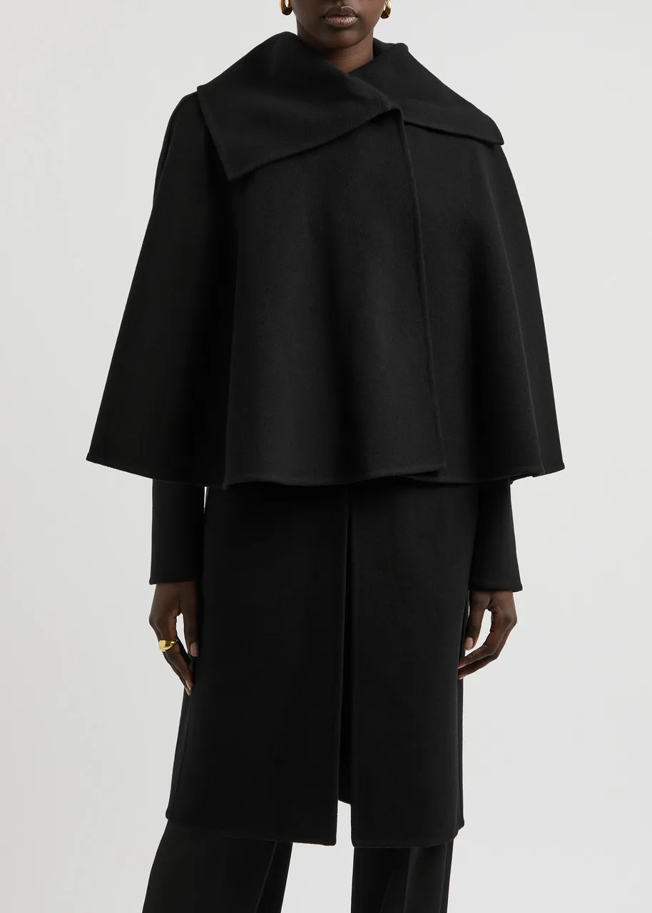 CHLOE Wool-Blend Coat with Cape Layer