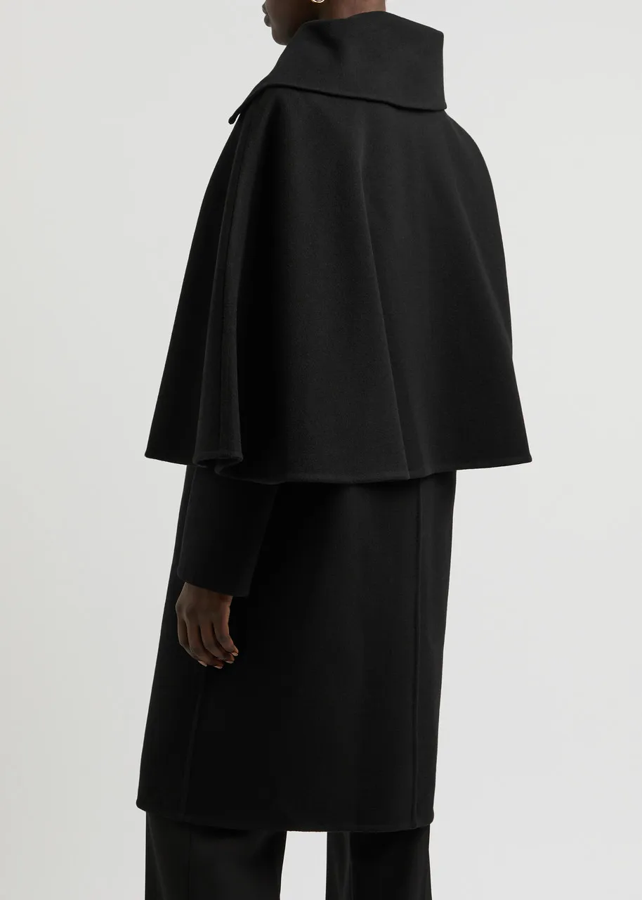 CHLOE Wool-Blend Coat with Cape Layer