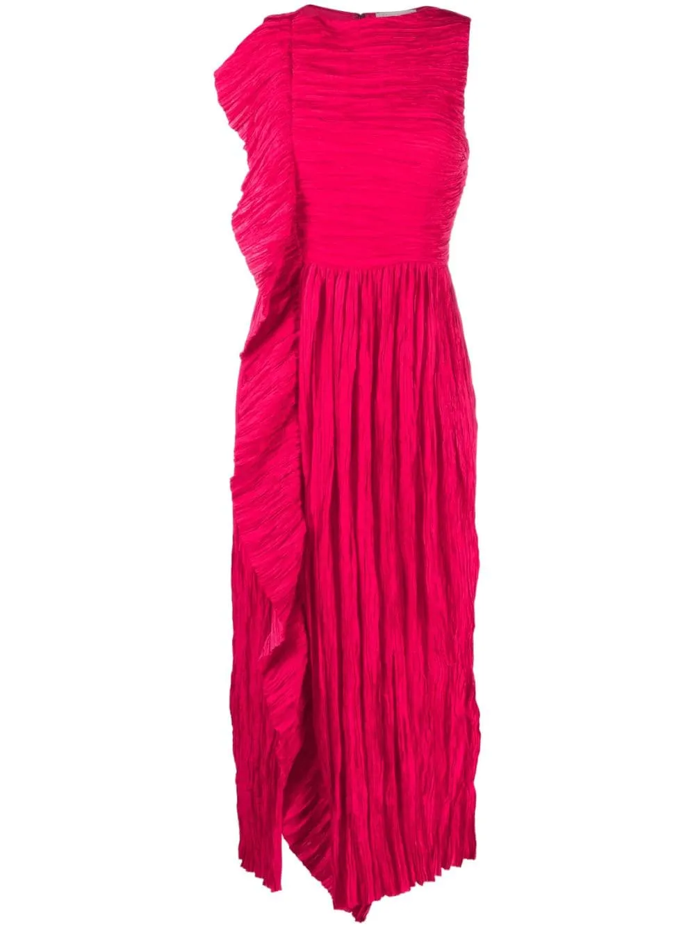 Circe plisse satin dress, magenta