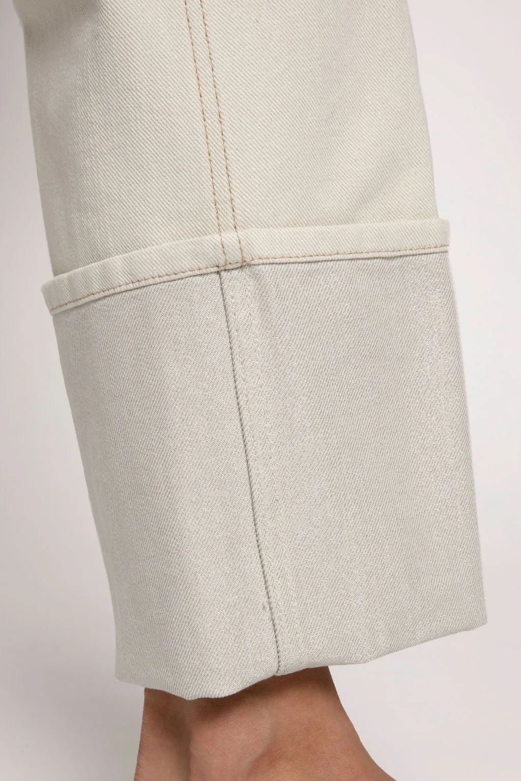 Parchment Cotton Pants with Lurex Cuffs