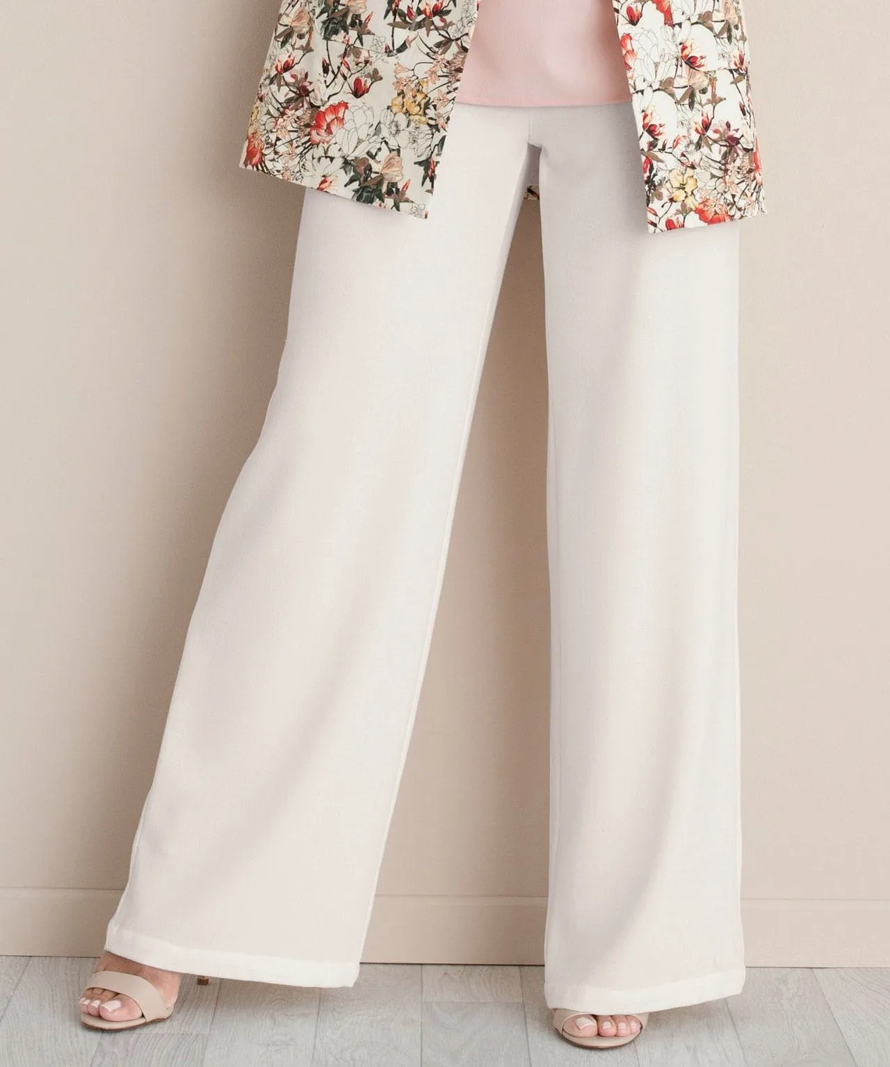 Wide-Leg Crepe Pull-On Trousers