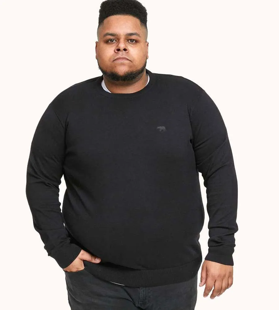 D555 Big Mens Black Crew Neck Sweater JOVANNI 1