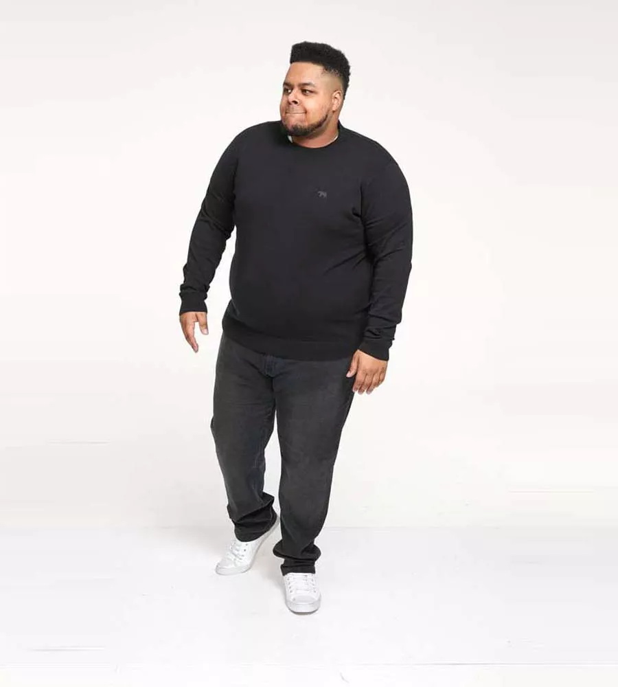 D555 Big Mens Black Crew Neck Sweater JOVANNI 1