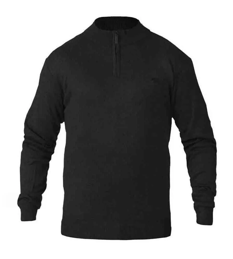 D555 Big Mens Black Quarter Zip Knitted Sweater GIUSEPPE 1