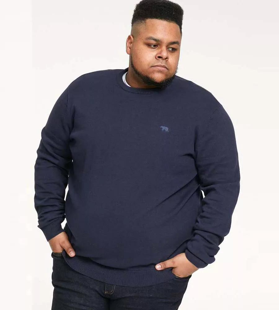 D555 Big Mens Navy Crew Neck Sweater JOVANNI 2