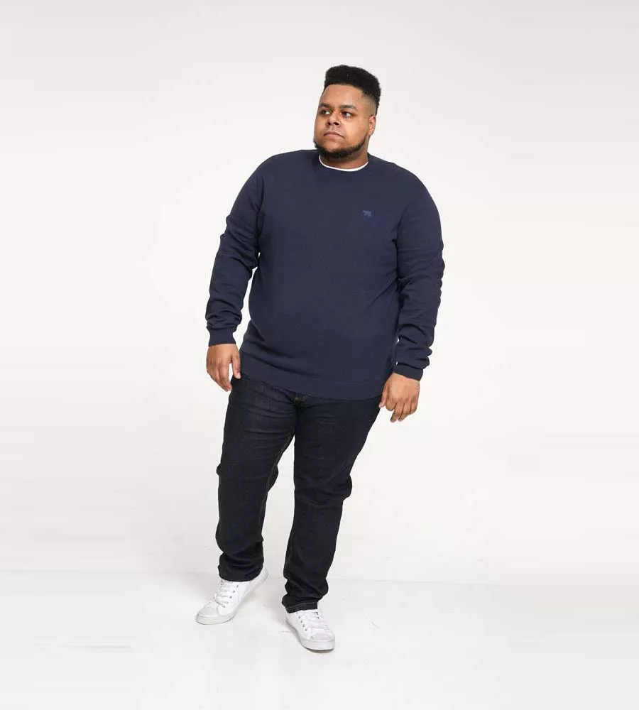 D555 Big Mens Navy Crew Neck Sweater JOVANNI 2