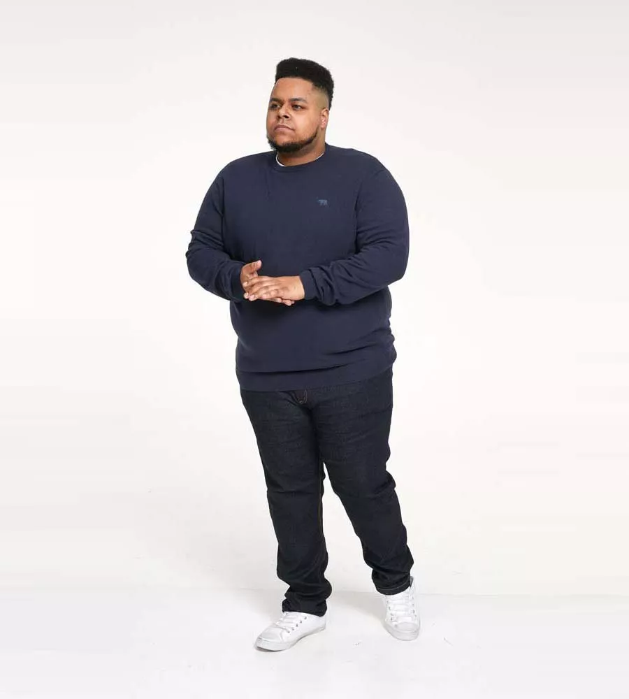 D555 Big Mens Navy Crew Neck Sweater JOVANNI 2