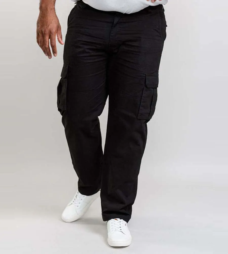 D555 Big Mens Peached Washed Cotton Cargo Trousers (Robert)