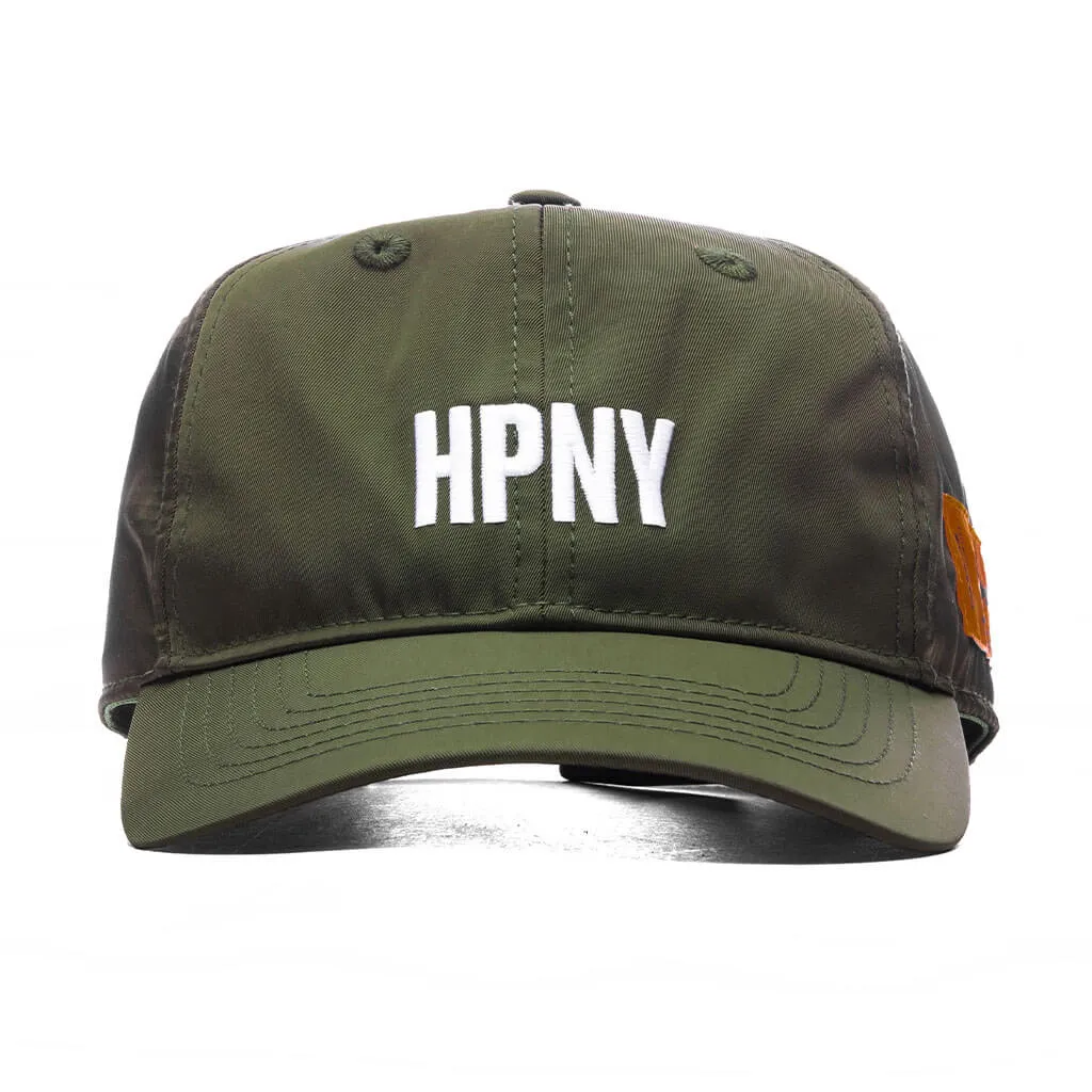 Dark Olive EMB Nylon Baseball Cap