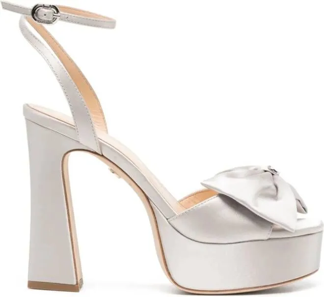 Dee Ocleppo Maui 120mm Platform Satin Sandals in Grey Shade