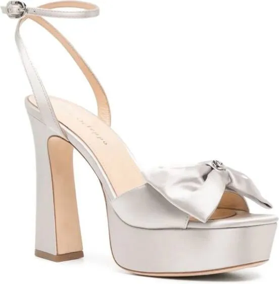 Dee Ocleppo Maui 120mm Platform Satin Sandals in Grey Shade