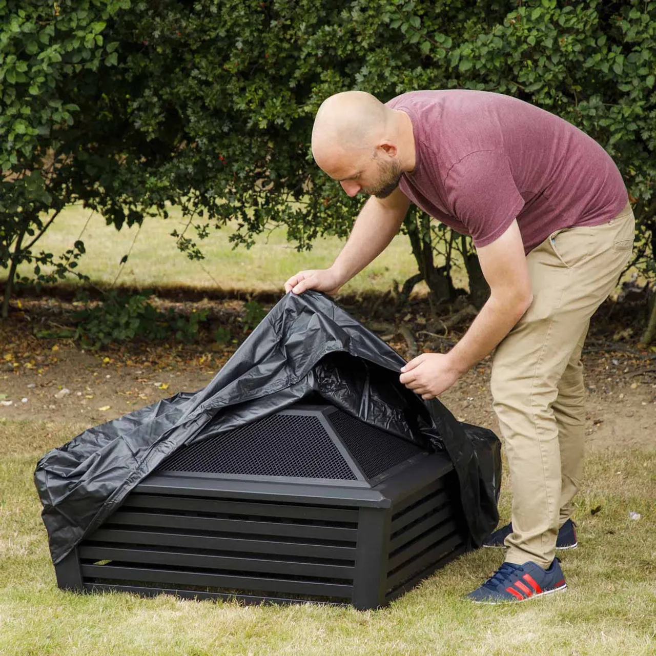 Dellonda DG119 Fire Pit, Fireplace, Outdoor Patio Heater PVC Cover, Water-Resistant, Heavy-Duty