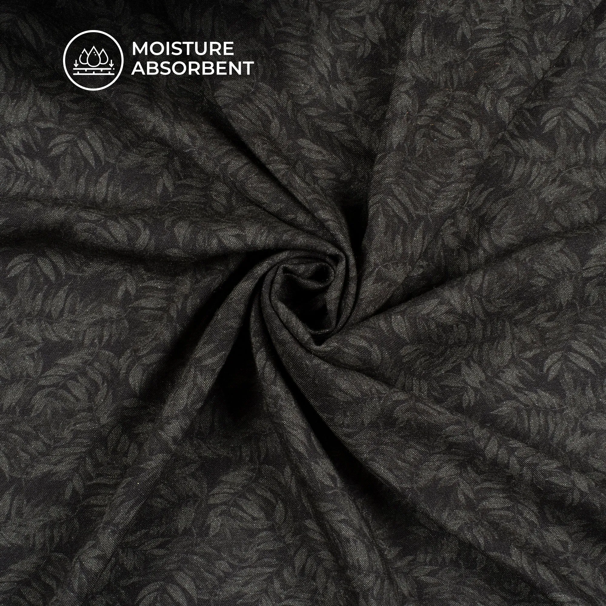 Digital Print Black Leaf Viscose Rayon Fabric - 58 Inch Width