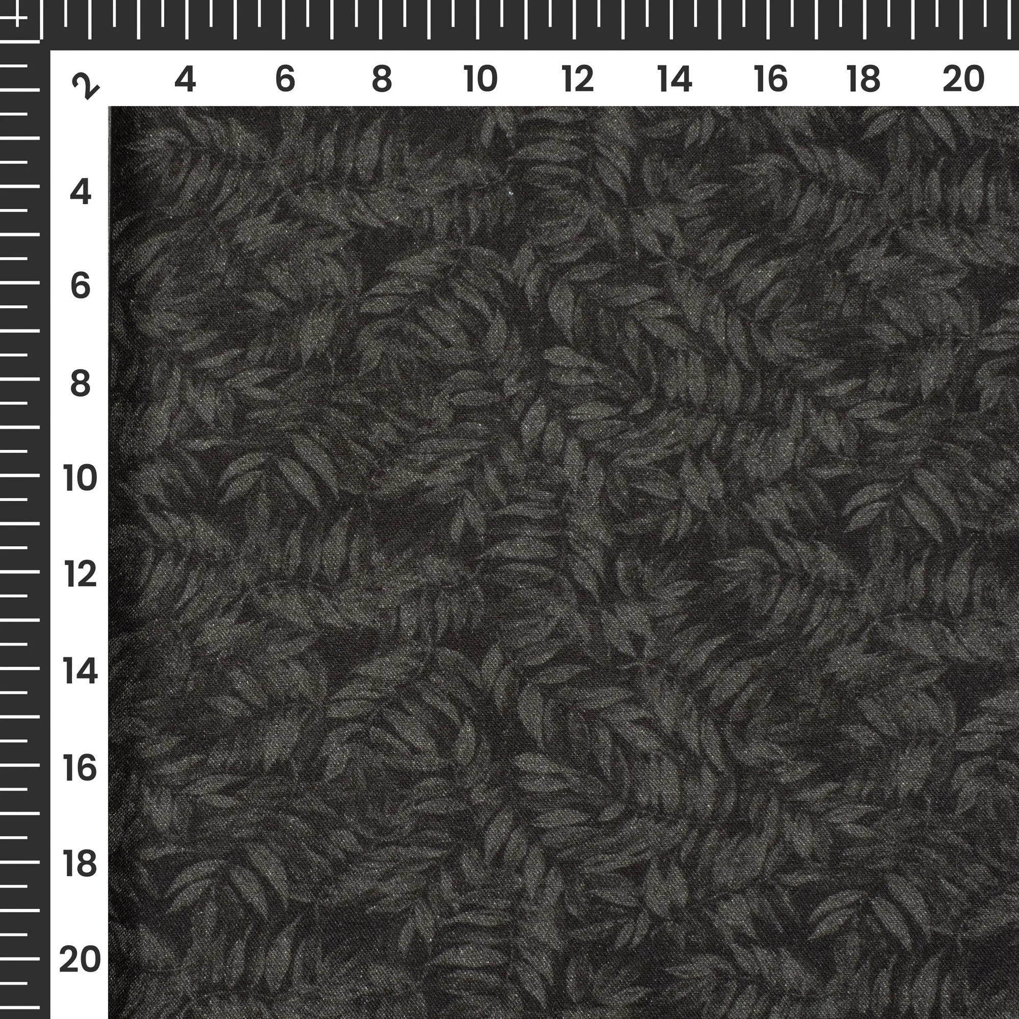 Digital Print Black Leaf Viscose Rayon Fabric - 58 Inch Width