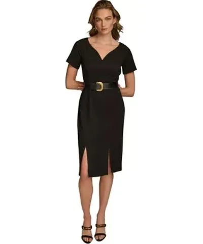 Donna Karan Solid Belted Sheath Dress for Women