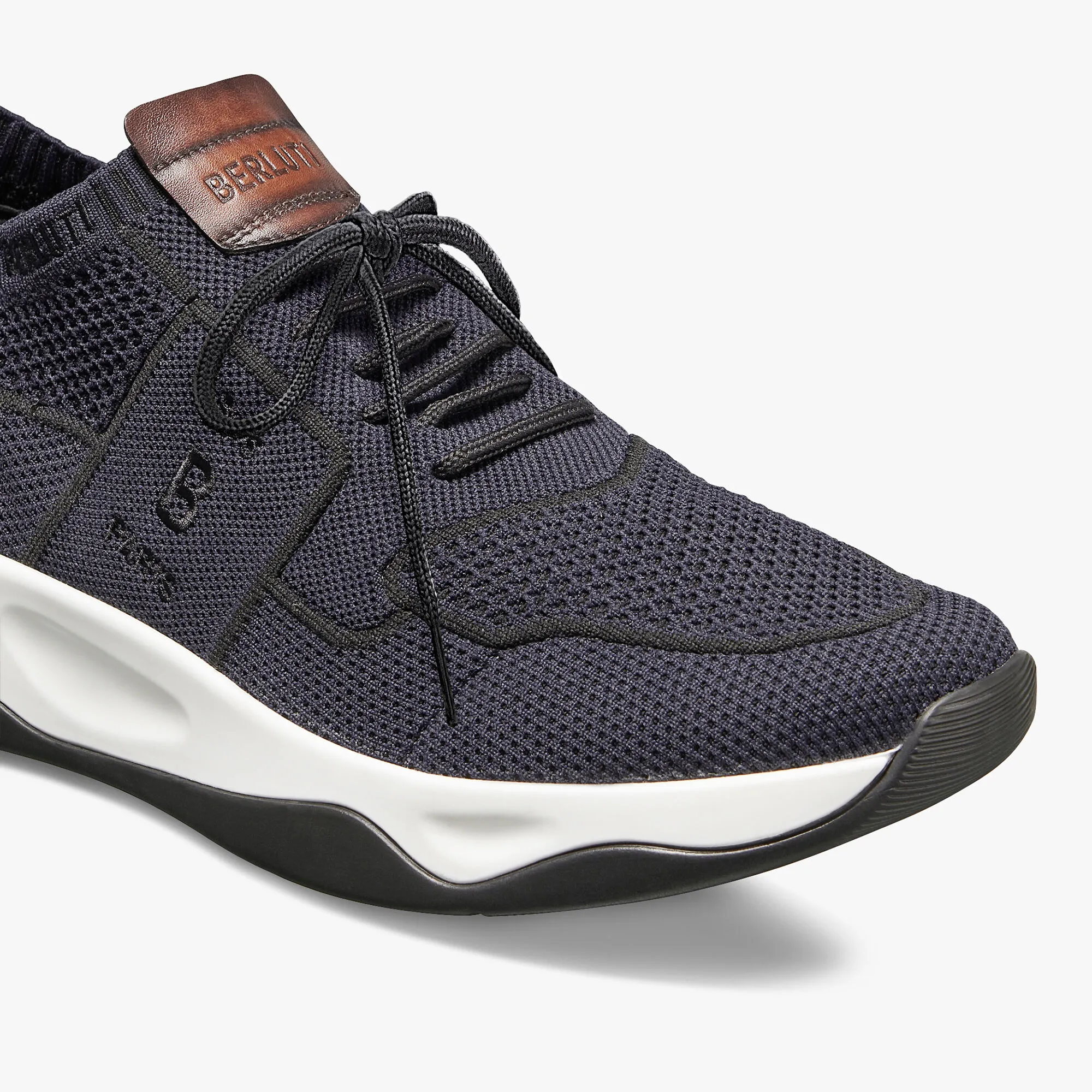 Durable Knit and Leather Sneaker: Shadow