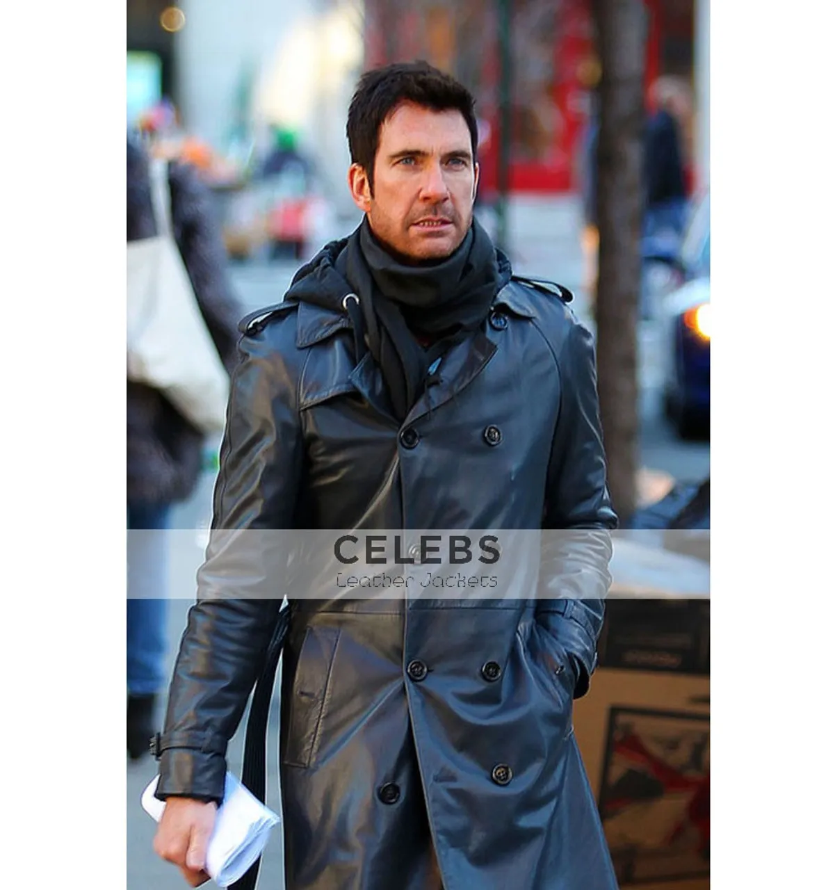 Dylan McDermott stylish black leather coat - Get Yours Today!