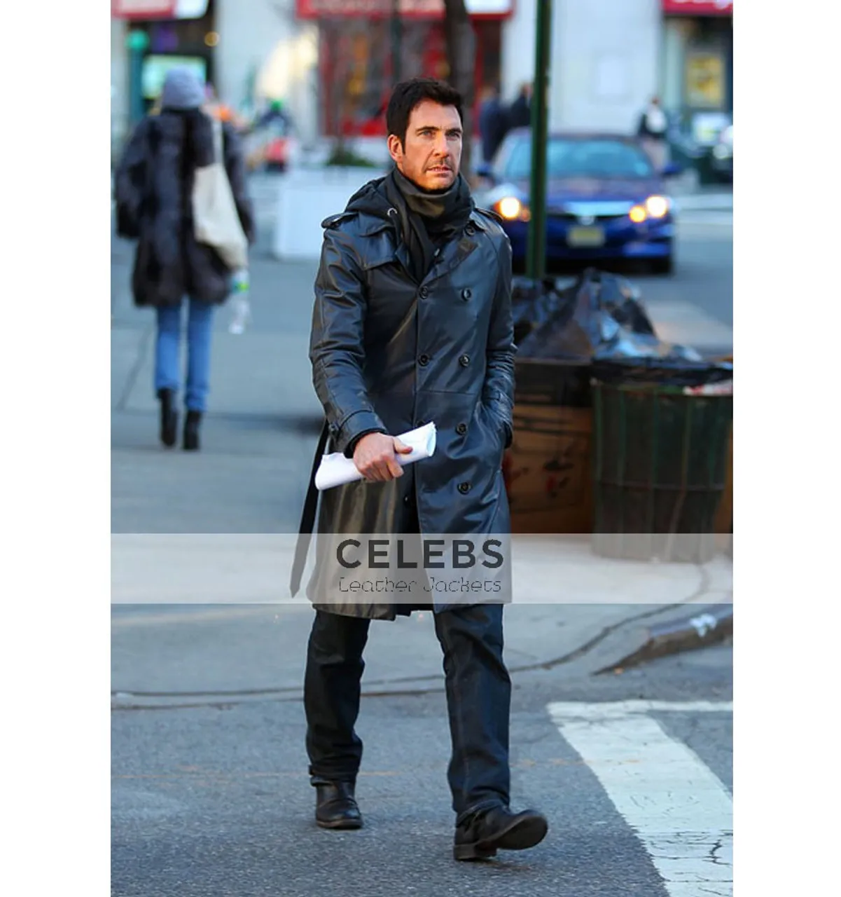 Dylan McDermott stylish black leather coat - Get Yours Today!