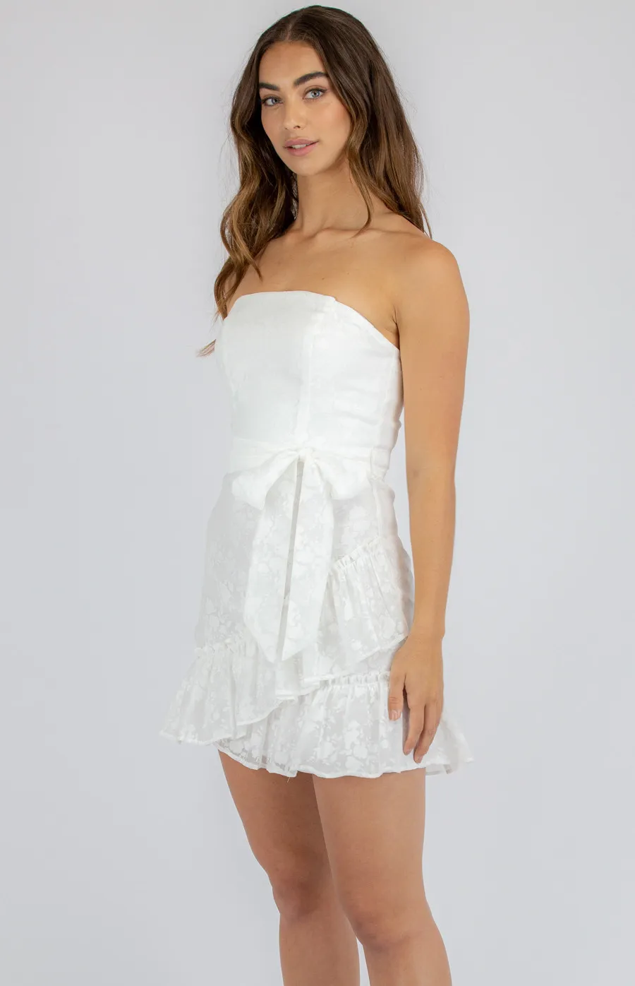 Strapless Ruffle Hem Dress (SDR743A)