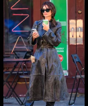 Emily Ratajkowski Street Style Coat NYC 2023