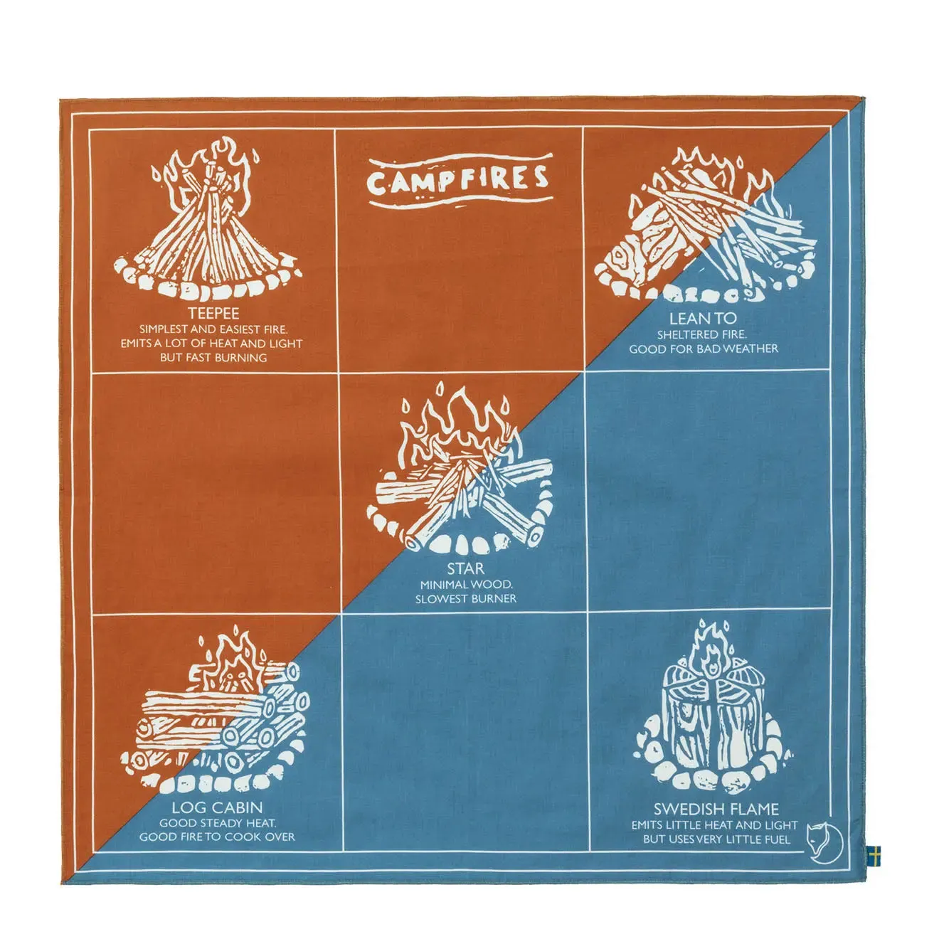 Fjallraven Campfire Bandana in Dawn Blue and Desert Brown