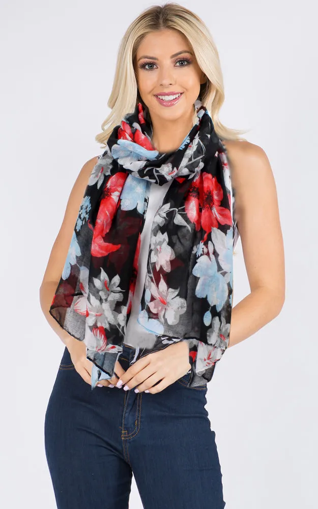 Floral Pattern Long Scarf - ESC10230